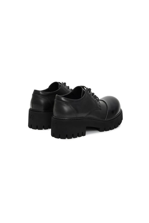 Black Round-toe Derby Shoes - ANN ANDELMAN