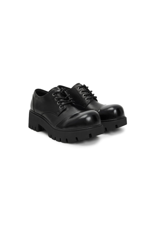 Black Round-toe Derby Shoes - ANN ANDELMAN