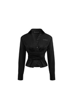 Black Satin Fitted Shirt - ANN ANDELMAN