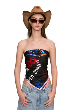 Black Scarf (Backless Tube Top) - ANN ANDELMAN