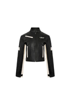 Black Scheme PU Short Motorcycle Jacket - ANN ANDELMAN