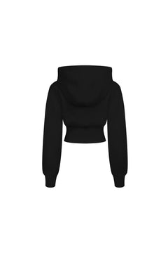 Black Short Double Zip High Waist Hoodie - ANN ANDELMAN