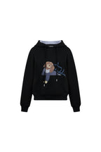 Black Short Kangaroo Pocket Hoodie With Puppy Print - ANN ANDELMAN