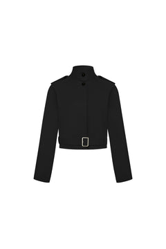 Black Short Trench Coat - ANN ANDELMAN