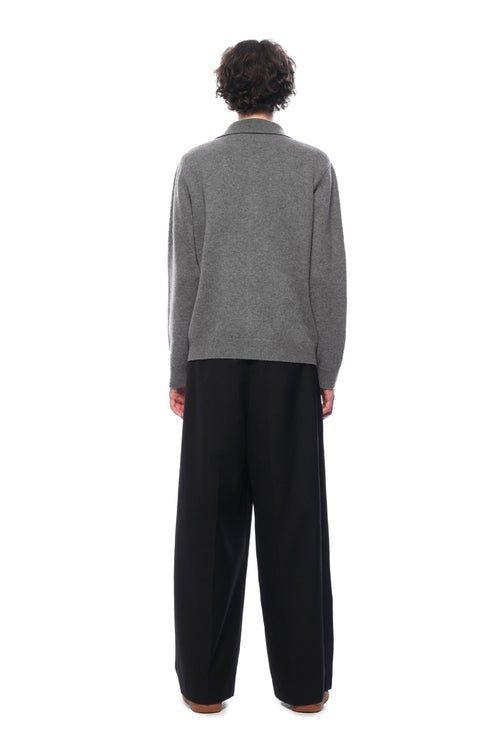 Black Silk Scarf Straight - leg Wide - leg Suit Pants - ANN ANDELMAN