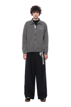 Black Silk Scarf Straight - leg Wide - leg Suit Pants - ANN ANDELMAN