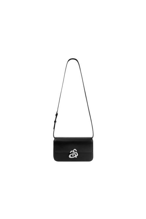 Black Single - piece Flap Logo Bag - ANN ANDELMAN