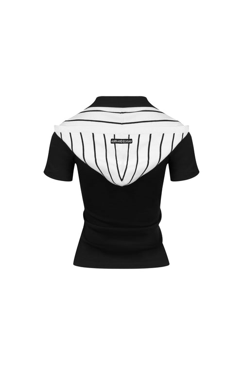 Black Slightly Loose Shawl T-shirt - ANN ANDELMAN