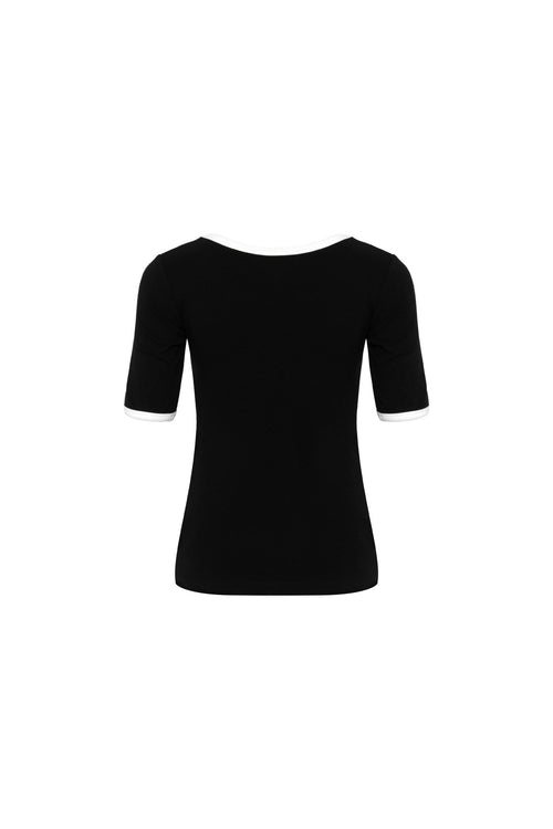 Black Square - neck Short - sleeve Top - ANN ANDELMAN