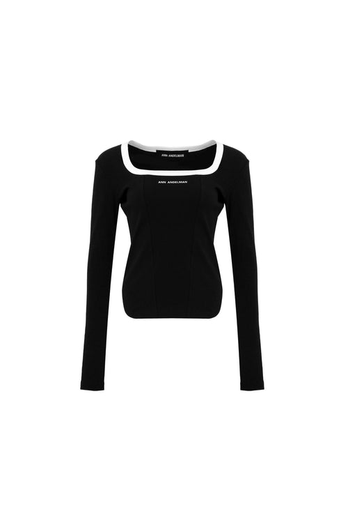 Black Square - neck Slim - fit Long - sleeve Base Shirt - ANN ANDELMAN