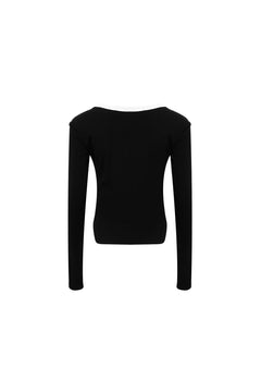 Black Square - neck Slim - fit Long - sleeve Base Shirt - ANN ANDELMAN