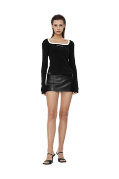 Black Square - neck Slim - fit Long - sleeve Base Shirt - ANN ANDELMAN