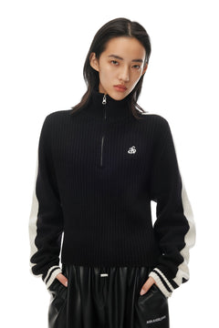 Black Stand Collar Sweater - ANN ANDELMAN