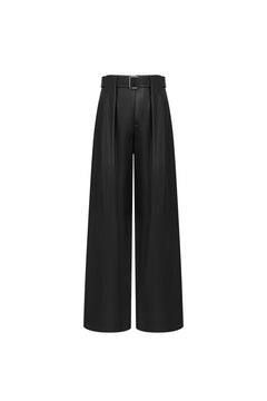Black Straight - leg Casual Pants - ANN ANDELMAN