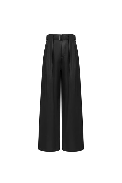 Black Straight - leg Casual Pants - ANN ANDELMAN