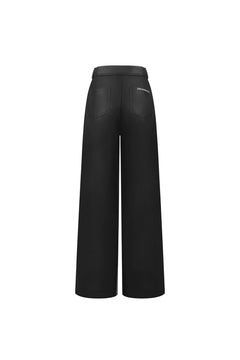 Black Straight - leg Casual Pants - ANN ANDELMAN