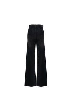 Black Straight - leg Waist - cinching Jeans - ANN ANDELMAN