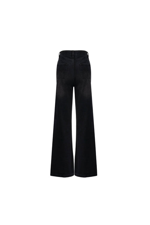 Black Straight - leg Waist - cinching Jeans - ANN ANDELMAN