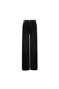 Black Straight - leg Waist - cinching Jeans - ANN ANDELMAN