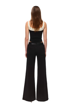Black Stretch Flared Trousers - ANN ANDELMAN