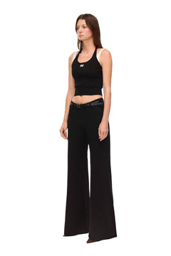 Black Stretch Flared Trousers - ANN ANDELMAN