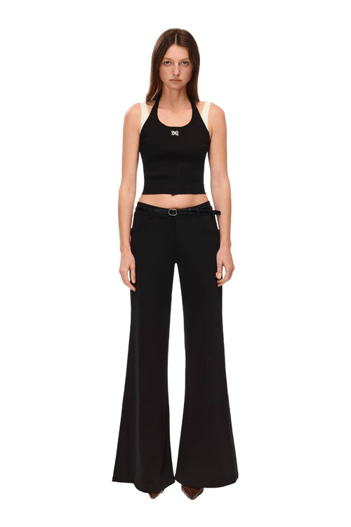 Black Stretch Flared Trousers - ANN ANDELMAN