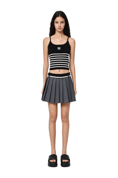 Black Striped Knitted Tank Top - ANN ANDELMAN