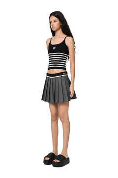 Black Striped Knitted Tank Top - ANN ANDELMAN