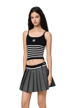 Black Striped Knitted Tank Top - ANN ANDELMAN