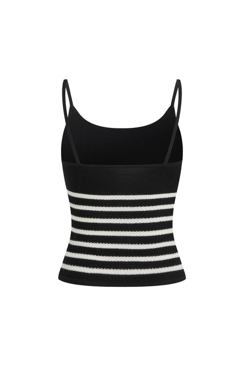 Black Striped Knitted Tank Top - ANN ANDELMAN