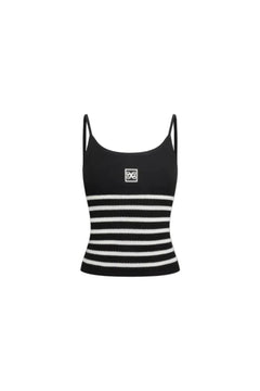Black Striped Knitted Tank Top - ANN ANDELMAN