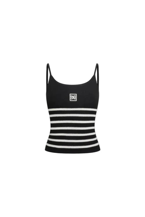 Black Striped Knitted Tank Top - ANN ANDELMAN