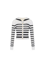 Black Striped Sailor Collar Cropped Cardigan - ANN ANDELMAN