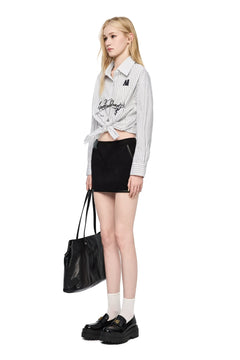 Black Suede Patchwork Skirt - ANN ANDELMAN