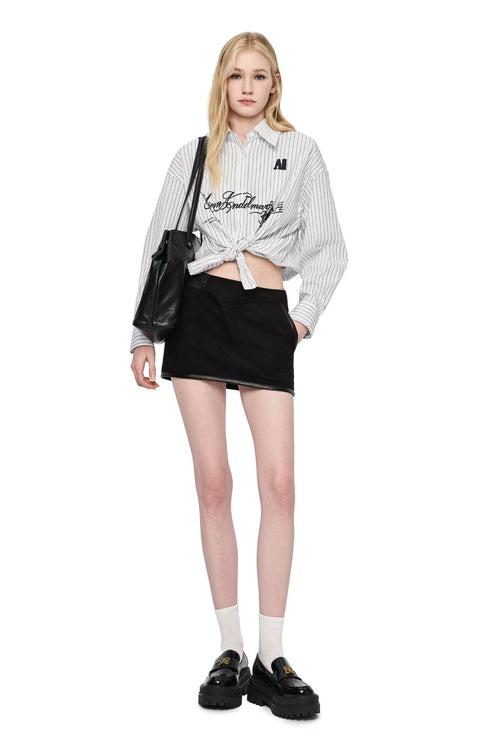 Black Suede Patchwork Skirt - ANN ANDELMAN