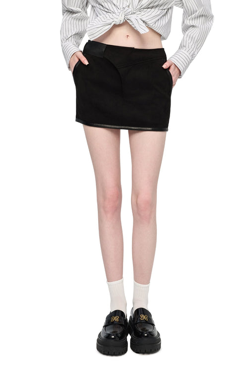 Black Suede Patchwork Skirt - ANN ANDELMAN
