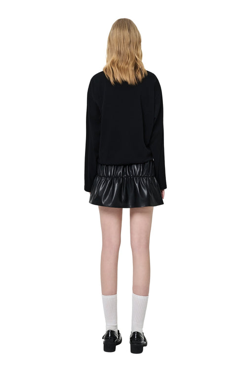 Black T-shirt with Lace Trim Hem - ANN ANDELMAN