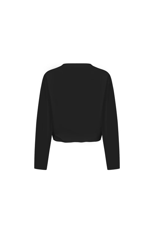 Black T-shirt with Lace Trim Hem - ANN ANDELMAN