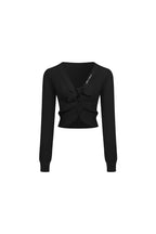Black Tie - up Openwork Knit Top - ANN ANDELMAN