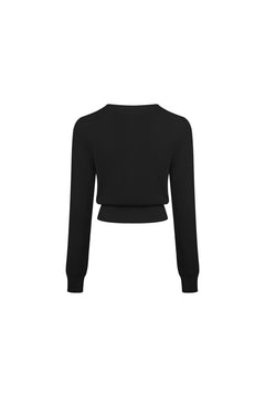 Black Tie - up Openwork Knit Top - ANN ANDELMAN