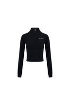 Black Turtleneck Stretch Half - zip Knit Top - ANN ANDELMAN