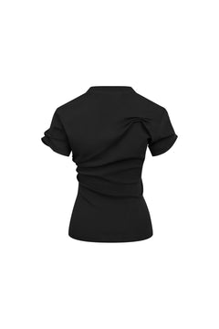 Black Twist Fold T-shirt - ANN ANDELMAN
