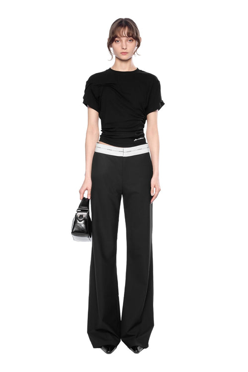 Black Twist Fold T-shirt - ANN ANDELMAN