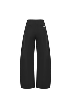 Black V - waist Curved Trousers - ANN ANDELMAN