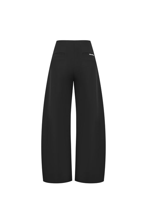 Black V - waist Curved Trousers - ANN ANDELMAN