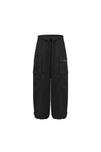 Black Washed Cotton Folded-over Cargo Pants - ANN ANDELMAN