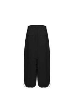 Black Washed Cotton Folded-over Cargo Pants - ANN ANDELMAN