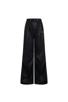 Black Wide - leg Leather Pants - ANN ANDELMAN