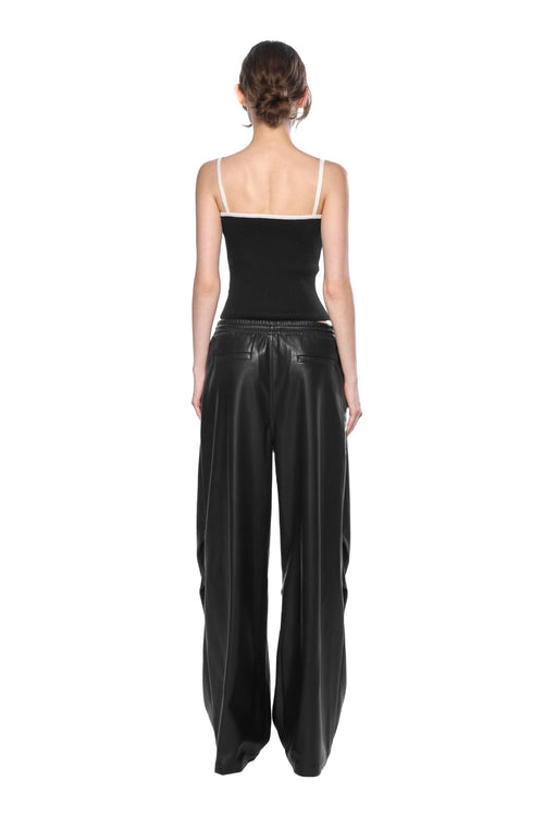 Black Wide - leg Leather Pants - ANN ANDELMAN