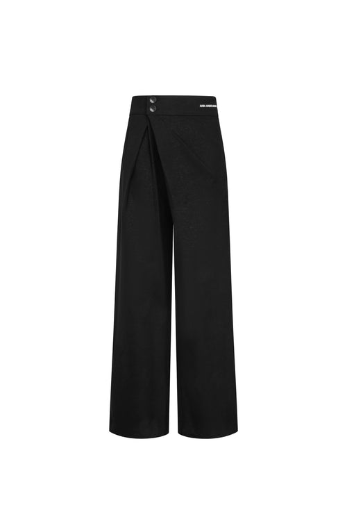 Black Wide - waisted Deconstructed Trousers - ANN ANDELMAN
